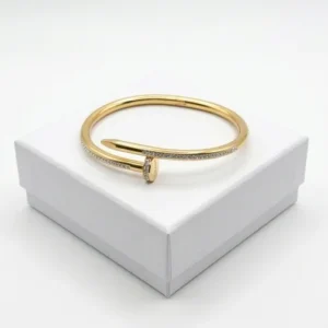 Title Crystal Nail Anti-Tarnish Bracelet | 18K Gold PVD