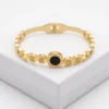 Roman Numeral Onyx Anti-Tarnish Bracelet | 18K Gold PVD