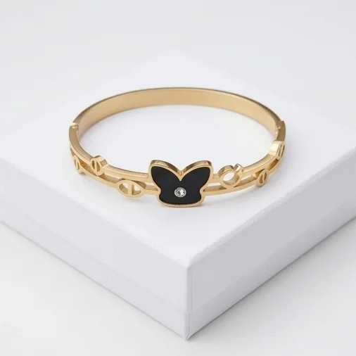 Black Butterfly Anti-Tarnish Bracelet | 18K Gold Plating