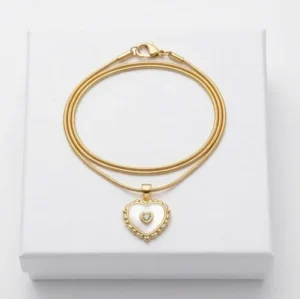 Heart Pearl Anti-Tarnish Chain With Pendent| 18K Gold Plating