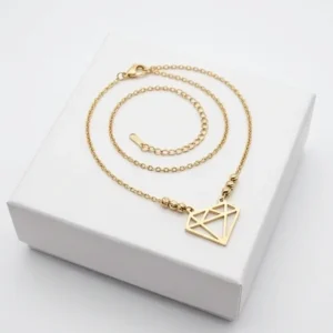 Geometric Diamond Anti-Tarnish Chain With Pendent| Gold plated