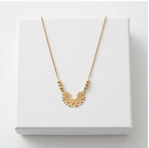 Sunburst Anti-Tarnish Chain With Pendent| 18K Gold Plating