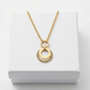 Grecian Circle Anti-Tarnish Chain With Pendent| Gold