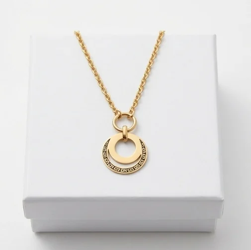 Grecian Circle Anti-Tarnish Chain With Pendent| Gold