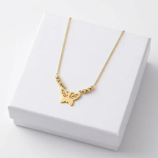 Filigree Butterfly Anti-Tarnish Chain With Pendent | 18K Gold Plating