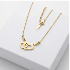 Dual Heart Anti-Tarnish Chain With Pendent | 18K Gold Plating