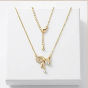 Ribbon Bow Anti-Tarnish Chain With Pendent | 18K Gold plating