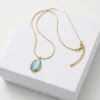 Oval Teal Anti-Tarnish Chain With Pendent | 18K Gold Plating