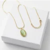 Oval Teal Anti-Tarnish Chain With Pendent | 18K Gold Plating