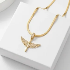 Winged Sword Anti-Tarnish Chain With Pendent | Gold Plating