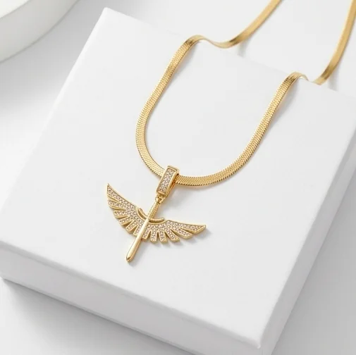 Winged Sword Anti-Tarnish Chain With Pendent | Gold Plating