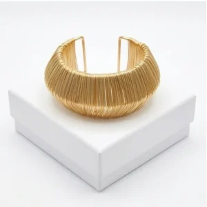 Wired Cuff Anti-Tarnish Bracelet | 18K Gold Plating