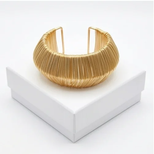 Wired Cuff Anti-Tarnish Bracelet | 18K Gold Plating