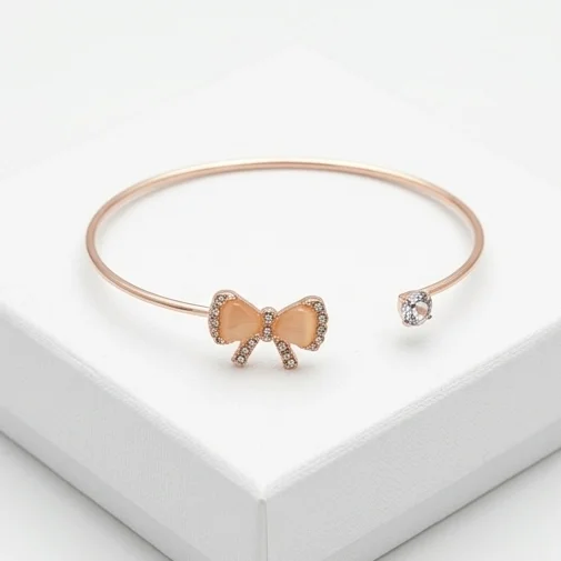 Sparkling Bow Fashion Bracelet | Rose Gold Plating