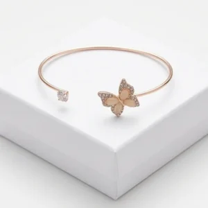 Shimmering Wing Butterfly Fashion Bracelet | Rose Gold Plating