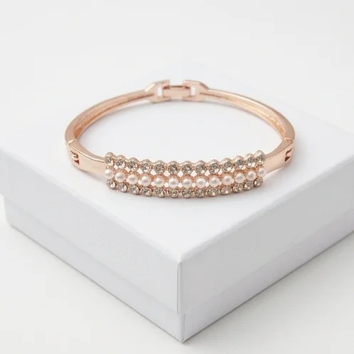 Regal Triple-Row Fashion Bracelet | Rose Gold Plating