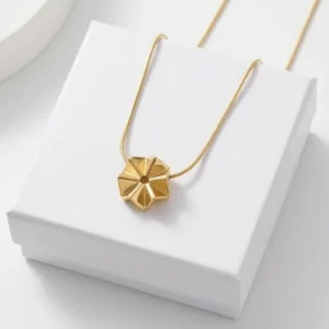 Origami Star Chain With Pendent | Gold Finishing