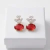 Oval Crimson Red Crystal Fan Fashion Earring Category: Fashion Earring