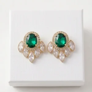 Oval Mint Green Marquise Fan Fashion Earring