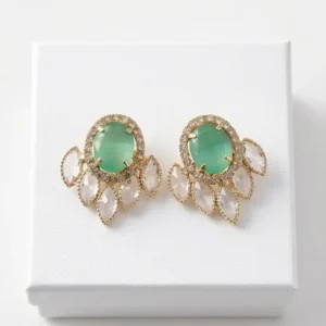Oval Mint Green Marquise Fan Fashion Earring