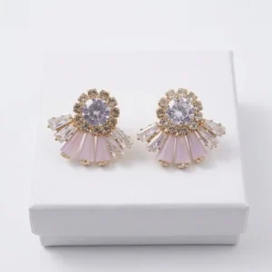 Sunburst Lavender Baguette Crystal Fashion Earring