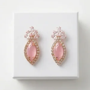 Marquise Drop Blush Pink Floral Fashion Earring