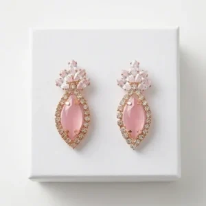 Marquise Drop Blush Pink Floral Fashion Earring