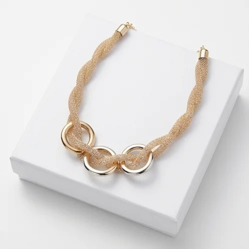 Twisted Mesh Fashion Necklace | Gold Finishing