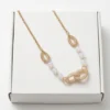 Frosted Bead Fashion Necklace | Gold Finishing