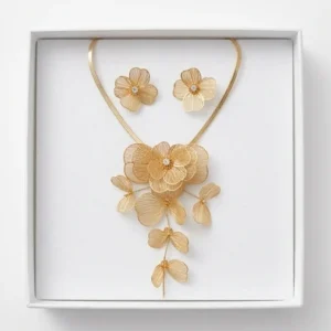 Floral Filigree Fashion Necklace Set | Gold Finishing