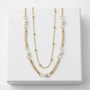 Layered Pearl Fashion Necklace | Gold Finishing