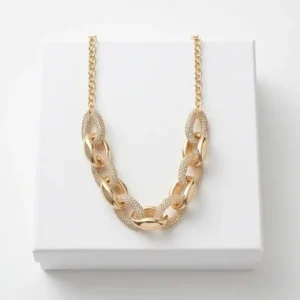 Chunky Mesh Link Fashion Necklace | Gold Finishing