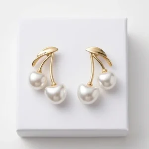 Pearl Cherry Anti-Tarnish Ear Ring | 18K Gold Plating