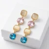 Gemstone Dangle Anti-Tarnish Ear Ring | Gold Plating