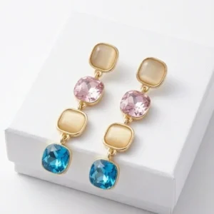 Gemstone Dangle Anti-Tarnish Ear Ring | Gold Plating
