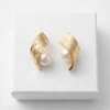 Baroque Wave Pearl Anti-Tarnish Ear Ring | Gold Plating