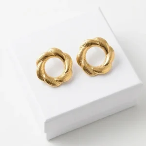 Twisted Rope Anti-Tarnish Ear Ring | 18K Gold Plating