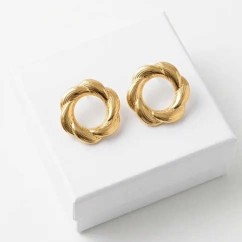 Twisted Rope Anti-Tarnish Ear Ring | 18K Gold Plating