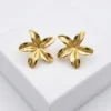 Floral Plumeria Anti-Tarnish Ear Ring | Gold Plating
