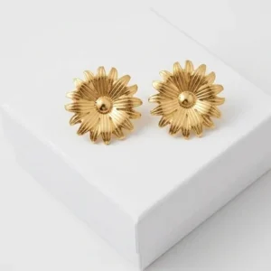 Sunflower Burst Anti-Tarnish Ear Ring | Gold Plating