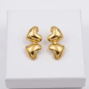 Dubble Joint Heart Anti-Tarnish Ear Ring | 18K Gold Plating
