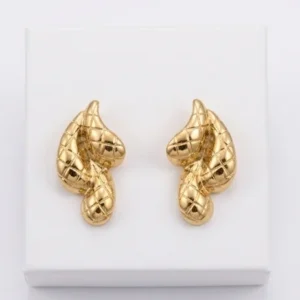 Quilt Three Drops Anti-Tarnish Ear Ring | 18K Gold Plating