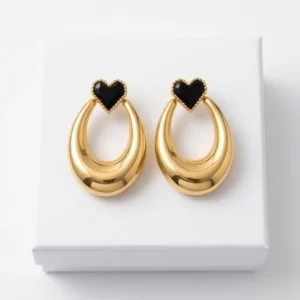Bold Heart Hoop Anti-Tarnish Ear Ring | Gold Plating