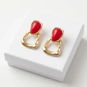 Bold Ruby Anti-Tarnish Ear Ring | 18K Gold Plating