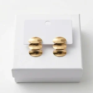 Triple Oval Anti-Tarnish Ear Ring | Gold Plating