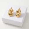 Bold Flame Dubble Tear Design Anti-Tarnish Ear Ring | Gold Plating