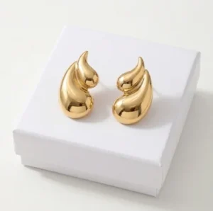 Bold Flame Dubble Tear Design Anti-Tarnish Ear Ring | Gold Plating