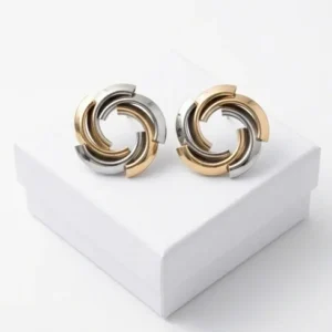 Swirl Two-Toned Anti-Tarnish Ear Ring | Gold Plating