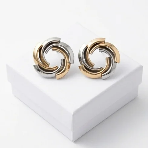 Swirl Two-Toned Anti-Tarnish Ear Ring | Gold Plating