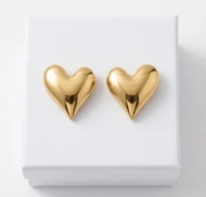 Bold Heart Anti-Tarnish Ear Ring | 18K Gold Plating